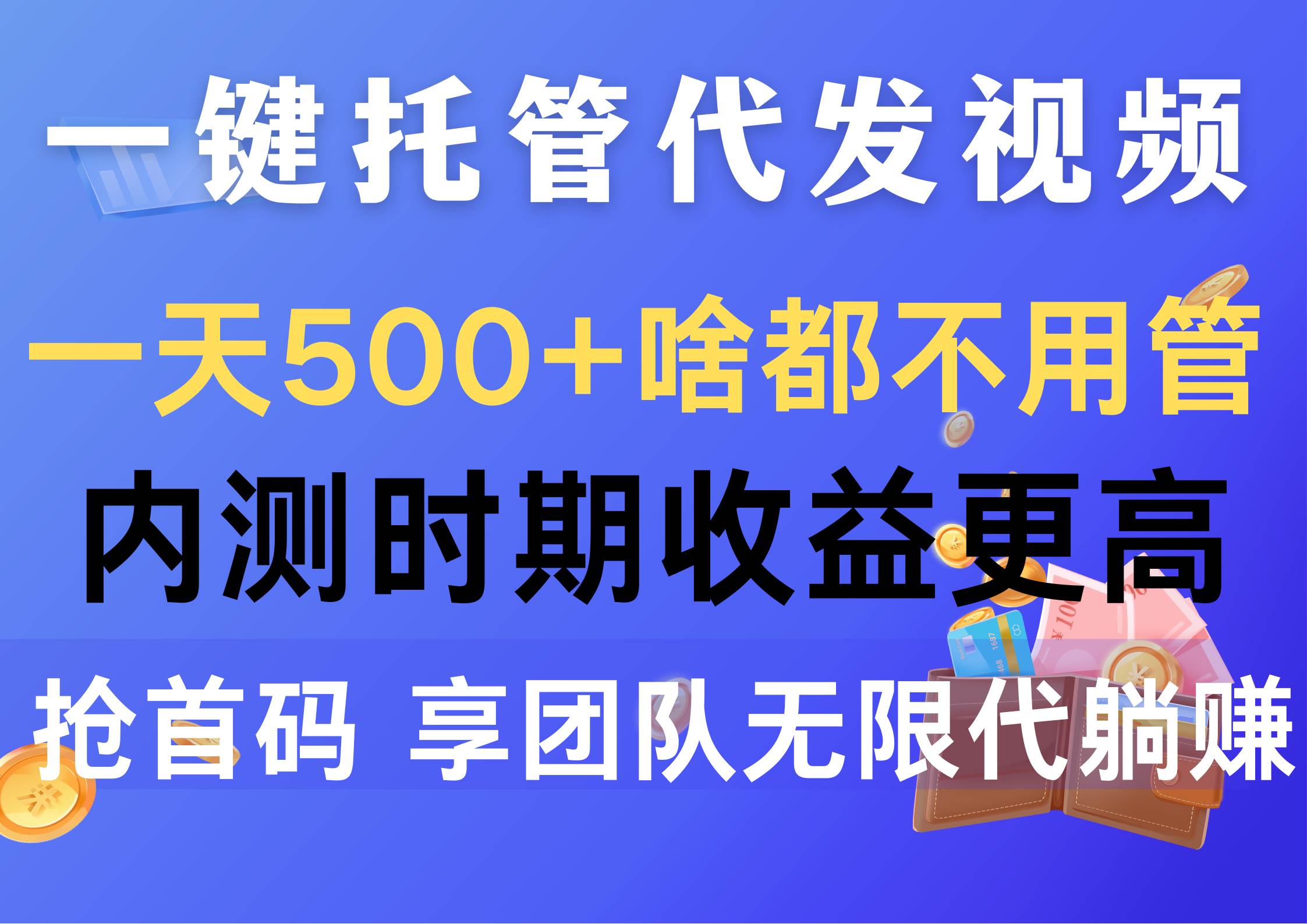 一键托管代发视频，一天500+啥都不用管，内测时期收益更高，抢首码，享...-海淘下载站