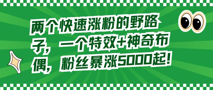 两个快速涨粉的野路子，一个特效+神奇布偶，粉丝暴涨5000起！-海淘下载站