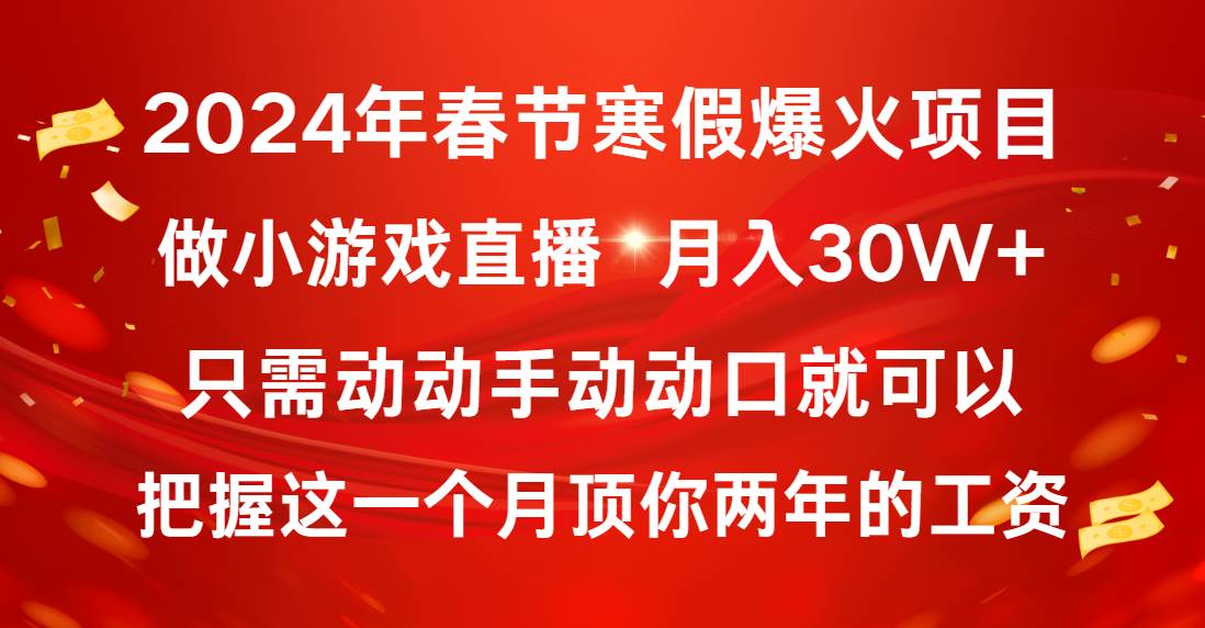 2024年春节寒假爆火项目，普通小白如何通过小游戏直播做到月入30W+-海淘下载站