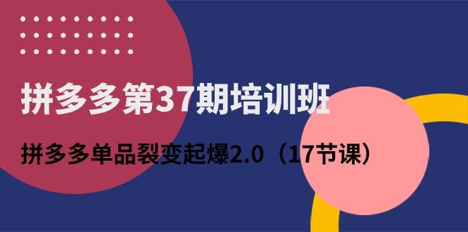 拼多多第37期培训班:拼多多单品裂变起爆2.0(17节课)-海淘下载站
