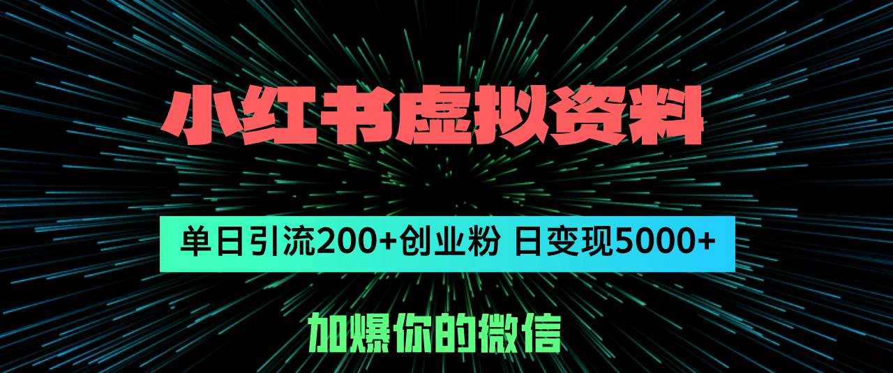 小红书虚拟资料日引流200+创业粉,单日变现5000+-海淘下载站