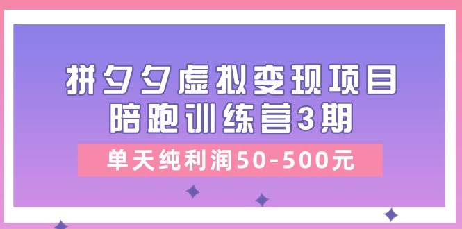 某收费培训《拼夕夕虚拟变现项目陪跑训练营3期》单天纯利润50-500元-海淘下载站