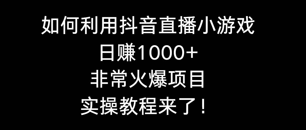 如何利用抖音直播小游戏日赚1000+,非常火爆项目,实操教程来了!-海淘下载站
