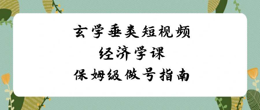 玄学 垂类短视频经济学课，保姆级做号指南（8节课）-海淘下载站