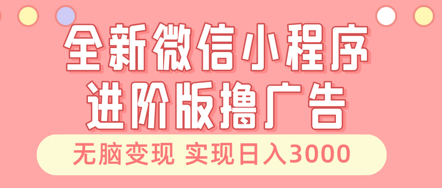 全新微信小程序进阶版撸广告 无脑变现睡后也有收入 日入3000＋-海淘下载站