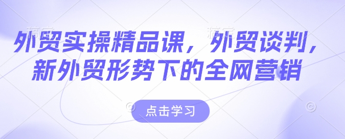 外贸实操精品课，外贸谈判，新外贸形势下的全网营销-海淘下载站