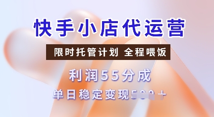 快手小店代运营，限时托管计划，收益55分，单日稳定变现多张【揭秘】-海淘下载站