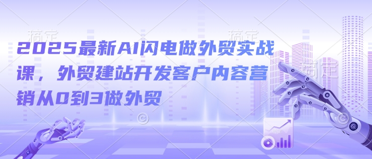 2025最新AI闪电做外贸实战课，外贸建站开发客户内容营销从0到3做外贸-海淘下载站