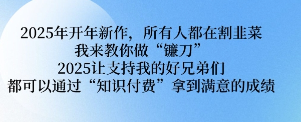 2025年开年新作，所有人都在割韭菜，我来教你做“镰刀” 2025让支持我的好兄弟们都可以通过“知识付费”拿到满意的成绩【揭秘】-海淘下载站