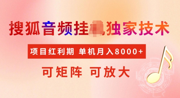 首发搜狐音频挂JI，项目红利期，可矩阵可放大，稳定月入5k【揭秘】-海淘下载站