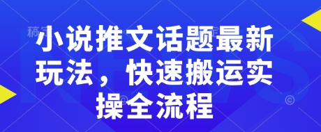 小说推文话题最新玩法，快速搬运实操全流程-海淘下载站