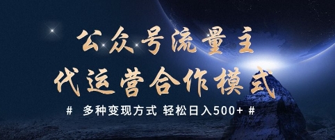 公众号流量主代运营  多种变现方式 轻松日入5张【揭秘】-海淘下载站