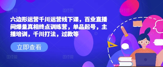 六边形运营千川运营线下课，百业直播间爆量真相终点训练营，单品起号，主播培训，千川打法，过款等-海淘下载站