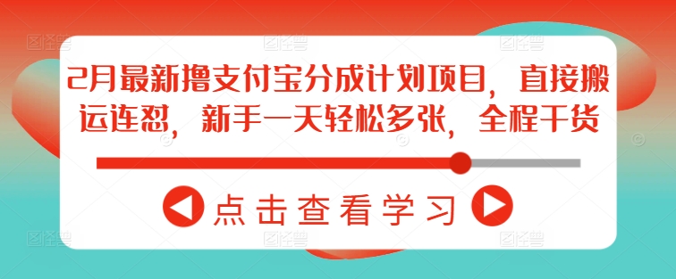 2月最新撸支付宝分成计划项目，直接搬运连怼，新手一天轻松多张，全程干货-海淘下载站