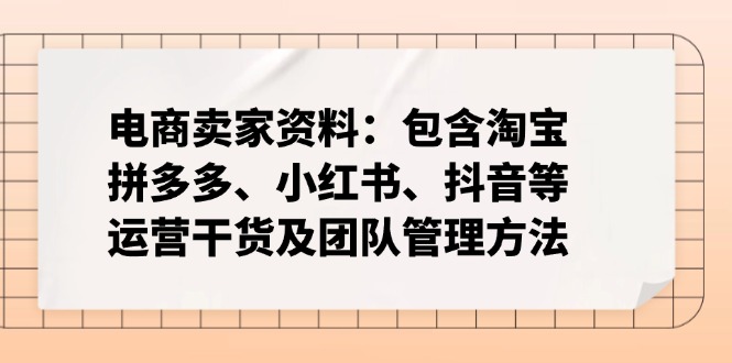 电商卖家资料：包含淘宝、拼多多、小红书、抖音等运营干货及团队管理方法-海淘下载站