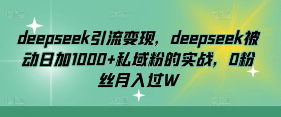 deepseek引流变现，deepseek被动日加1000+私域粉的实战，0粉丝月入过W-海淘下载站