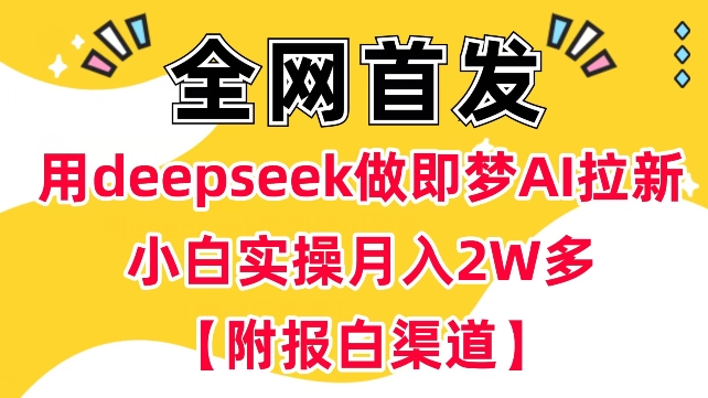 用deepseek做即梦Ai拉新 小白实操月入过W+【附报白渠道】-海淘下载站