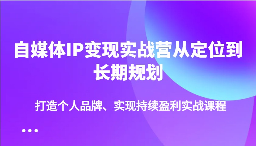 自媒体IP变现实战营从定位到长期规划，打造个人品牌、实现持续盈利实战课程-海淘下载站