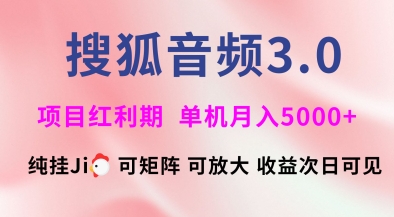 搜狐音频挂ji3.0.可矩阵可放大，独家技术，稳定月入5000+【揭秘】-海淘下载站