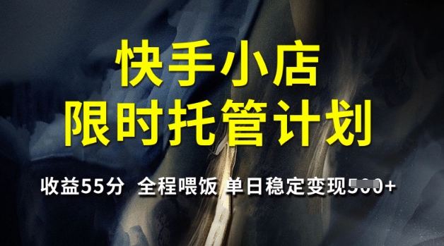 快手小店限时托管计划，收益55分，全程喂饭，单日稳定变现5张【揭秘】-海淘下载站