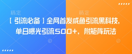 【引流必备】全网首发咸鱼引流黑科技，单日曝光引流500+，附矩阵玩法【揭秘】-海淘下载站