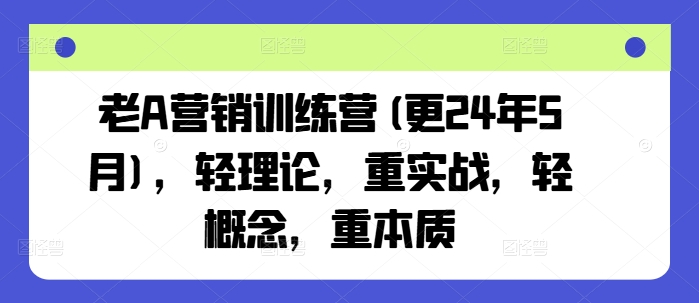 老A营销训练营(更25年3月)，轻理论，重实战，轻概念，重本质-海淘下载站