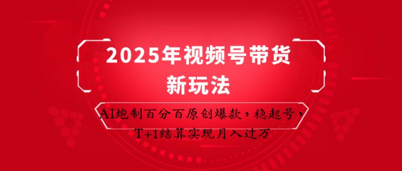 2025年视频号带货新玩法：AI炮制百分百原创爆款，稳起号，T+1结算实现月入过万-海淘下载站