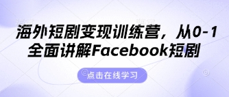 海外短剧变现训练营,从0-1全面讲解Facebook短剧-海淘下载站