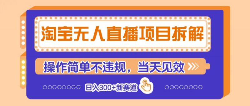 淘宝无人直播项目拆解,操作简单不违规,当天见效 日入300+新赛道-海淘下载站