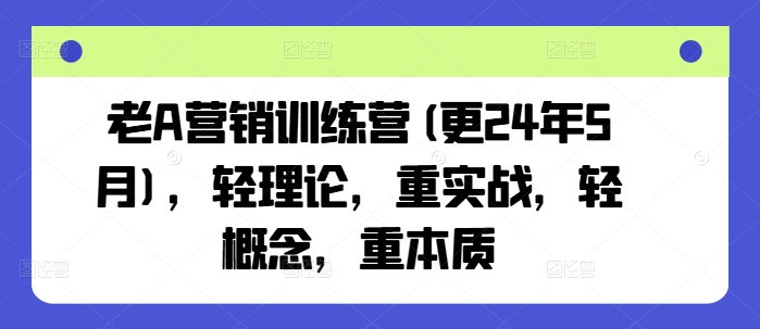 老A营销训练营(更25年4月),轻理论,重实战,轻概念,重本质-海淘下载站