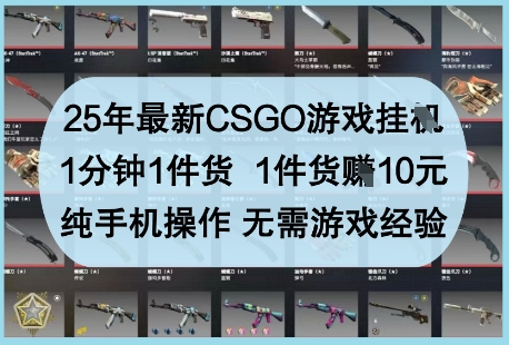 25年最新CSGO游戏挂G，1分钟1件货，1件货挣10元，纯手机操作，无需游戏经验【揭秘】-海淘下载站