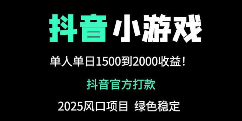 抖音官方小游戏2025全网最新玩法，暴利赚钱项目，单机日入2000+-海淘下载站