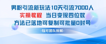 男粉引流新玩法10天引流7000人当日变现四位数可复制可批量0封号-海淘下载站