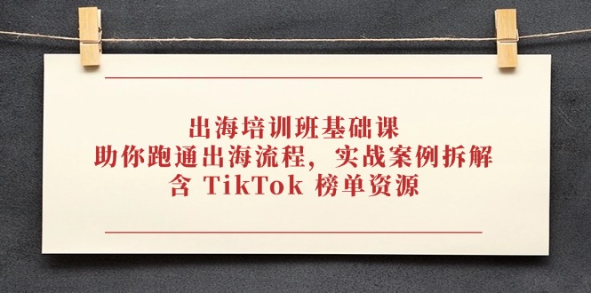 出海培训班基础课,助你跑通出海流程,实战案例拆解,含 TikTok 榜单资源-海淘下载站