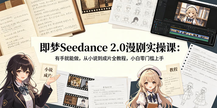 即梦Seedance 2.0漫剧实操课：有手就能做，从小说到成片全教程，小白零门槛上手-海淘下载站