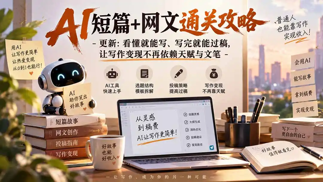 AI短篇+网文通关攻略-更新1009:看懂就能写、写完就能过稿,让写作变现不再依赖天赋与文笔-海淘下载站