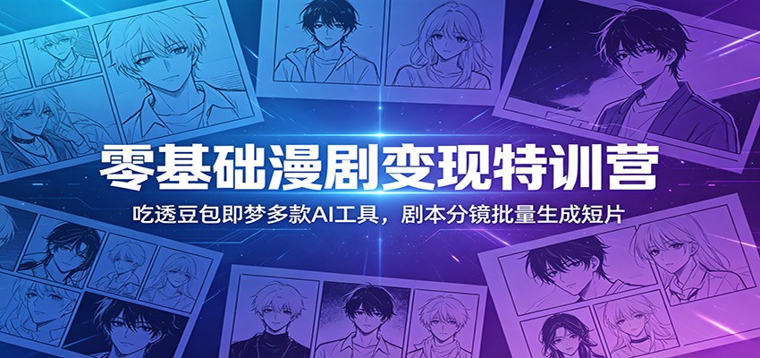 零基础漫剧变现特训营：玩转豆包即梦多款AI工具，剧本分镜批量生成短片-海淘下载站
