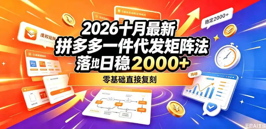 2026十月最新拼多多一件代发矩阵落地玩法,无需囤货压货,日稳入2k+,零基础直接复刻【揭秘】 2026十月最新拼多多一件代发矩阵落地玩法,无需囤货压货,日稳入2k+,零基础直接复刻【揭秘】