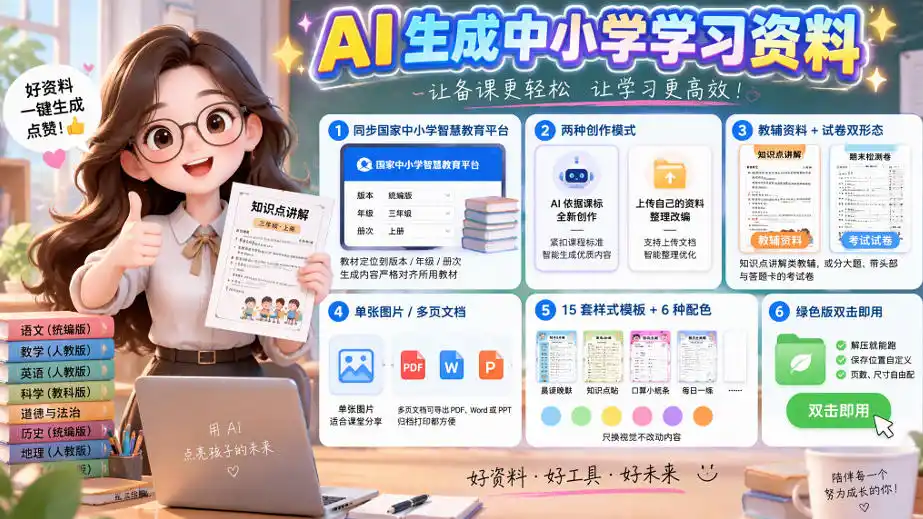 孩子的教辅别再乱买了:同步国家中小学智慧平台,AI一键生成图文教辅和试卷 孩子的教辅别再乱买了:同步国家中小学智慧平台,AI一键生成图文教辅和试卷