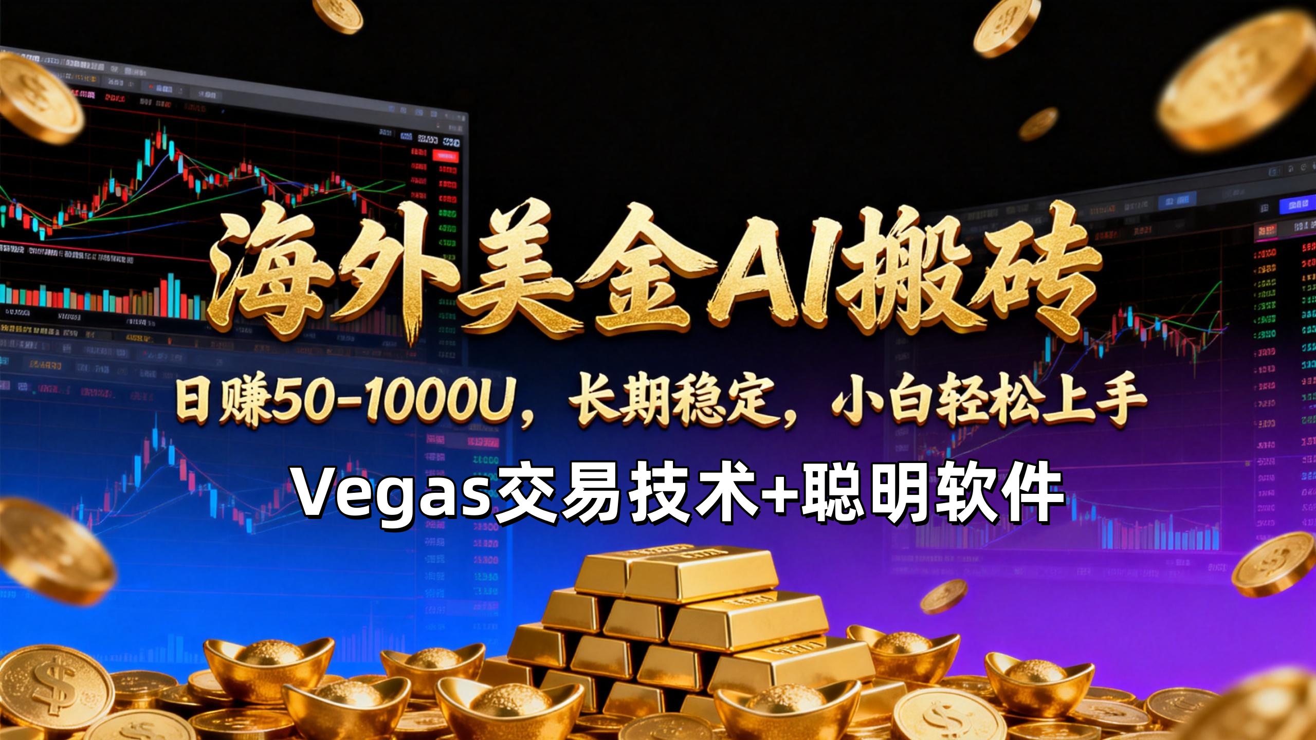 【海外美金AI搬砖】Vegas交易技术+聪明软件，日赚50-1000U，长期稳定，小白轻松上手。-海淘下载站