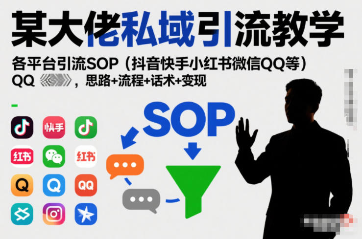 某大佬私域引流教学,各平台引流SOP(抖音快手小红书微信QQ等),思路+流程+话术+变现(更新0708)-海淘下载站