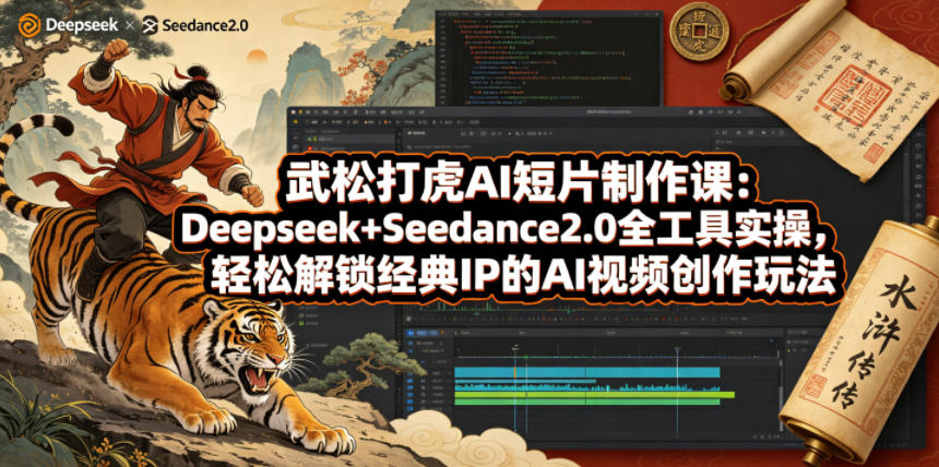 武松打虎AI短片制作课：Deepseek+Seedance2.0全工具实操，轻松解锁经典IP的AI视频创作玩法-海淘下载站