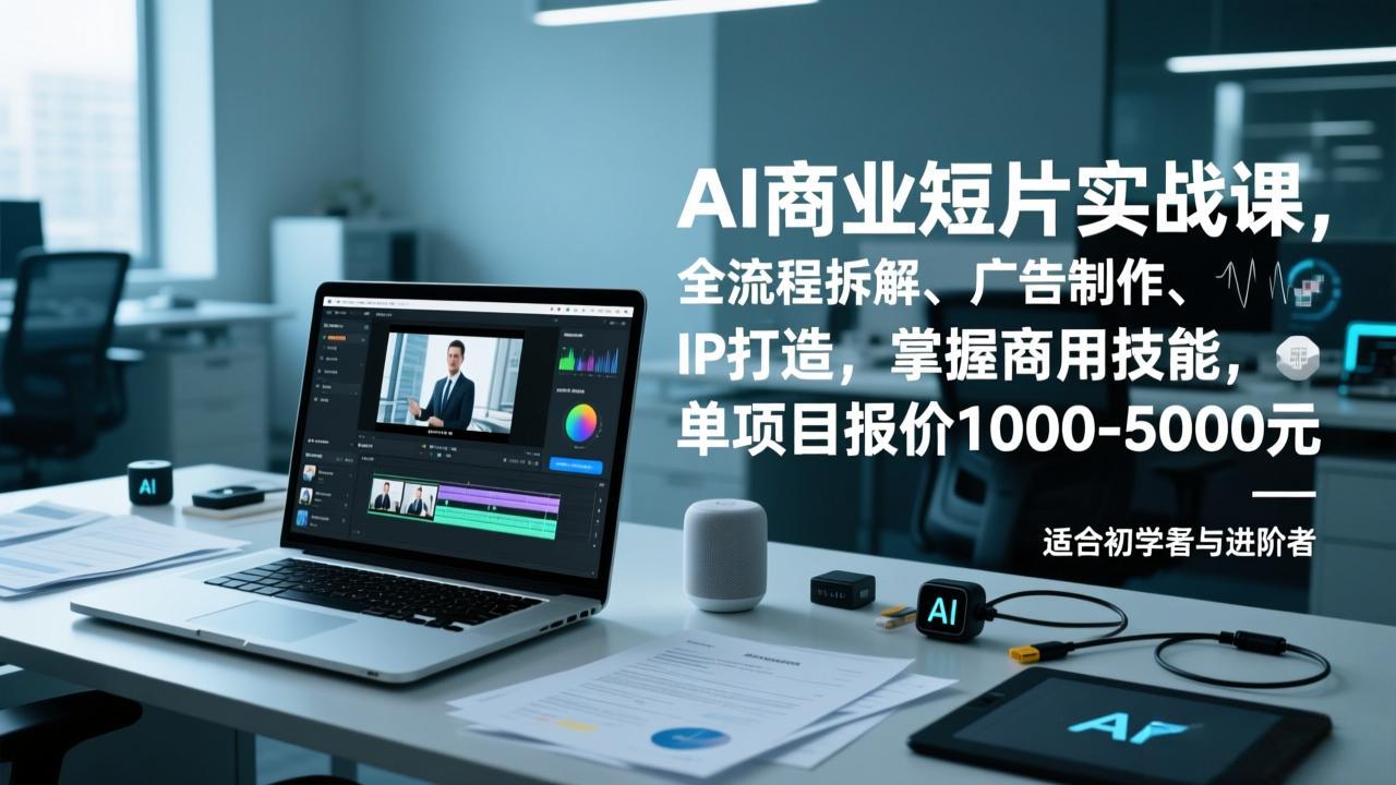 AI商业短片实战课，全流程拆解、广告制作、IP打造，掌握商用技能，单项目报价1000-5000元-海淘下载站