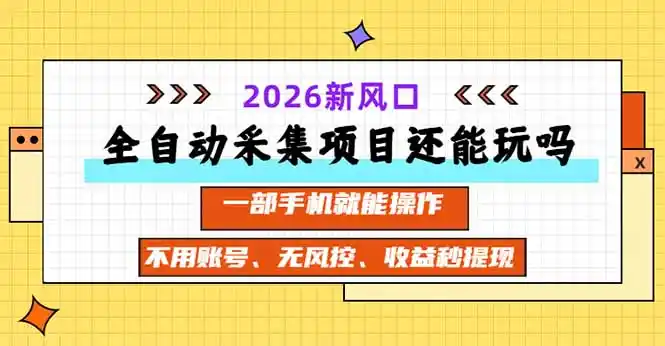 全自动采集项目还能玩吗？2026实测新风口 一部手机就能操作-海淘下载站