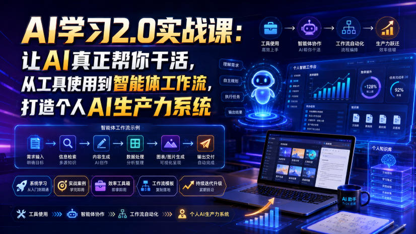 AI学习2.0实战课:让AI真正帮你干活,从工具使用到智能体工作流,打造个人AI生产力系统-海淘下载站