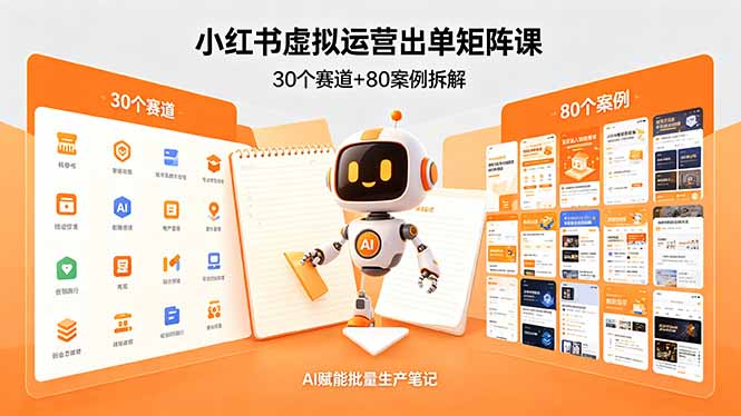 小红书虚拟运营出单矩阵课：30个赛道+80案例拆解，AI赋能批量生产笔记-海淘下载站