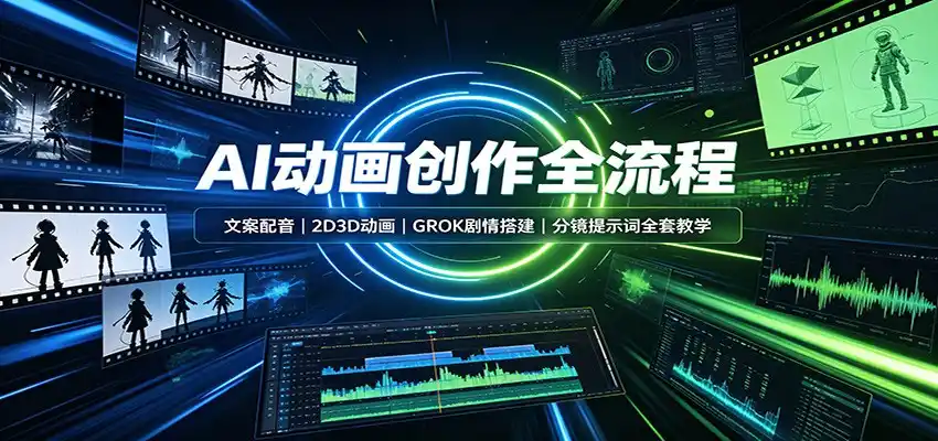 AI动画创作全流程:文案配音,2D3D动画,GROK剧情搭建,分镜提示词全套教学-海淘下载站