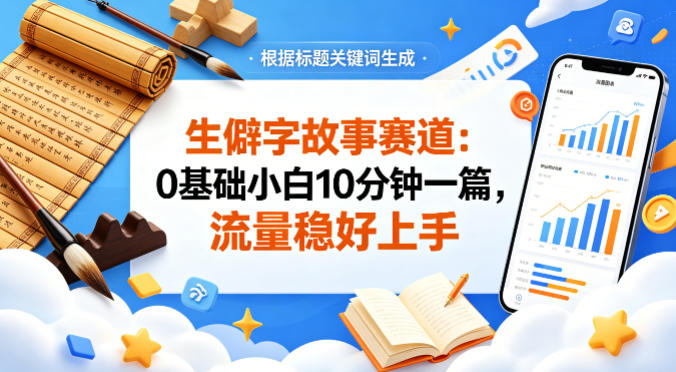 公众号流量主——生僻字故事赛道，流量稳，好上手，0基础小白也能10分钟一篇-海淘下载站