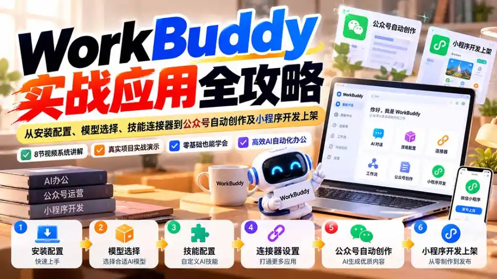WorkBuddy 实战应用全攻略:从安装配置、模型选择、技能连接器到公众号自动创作及小程序开发上架-海淘下载站