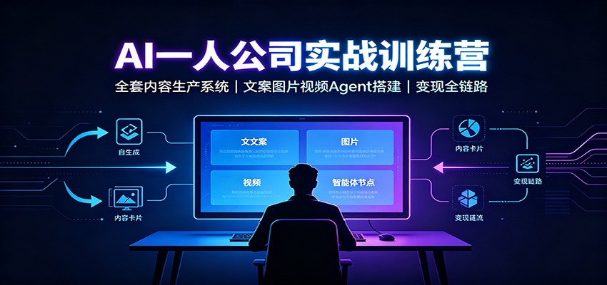 AI创作一人公司实战训练营:全套内容生产系统,文案图片视频Agent搭建变现全链路-海淘下载站